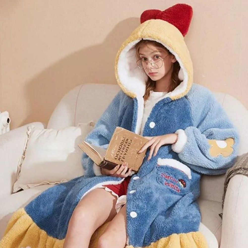 Snow White Adult Princess Plush Pajama | Unisex Sleepwear Nightdress Sleep Robes